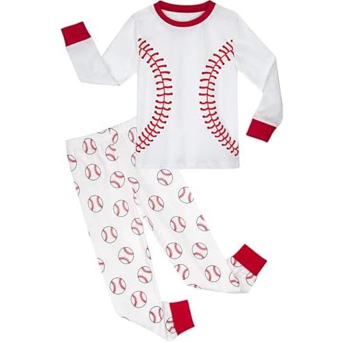 A&J DESIGN Cotton Sports Pjs for 2-14 Years Kids, 2-Piece Pajamas Set