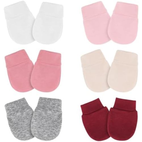 Newborn Baby Mittens No Scratch Cotton Elastic Wrist Gloves Infant Toddler Mittens for Baby Boy Girl 0-6 Months