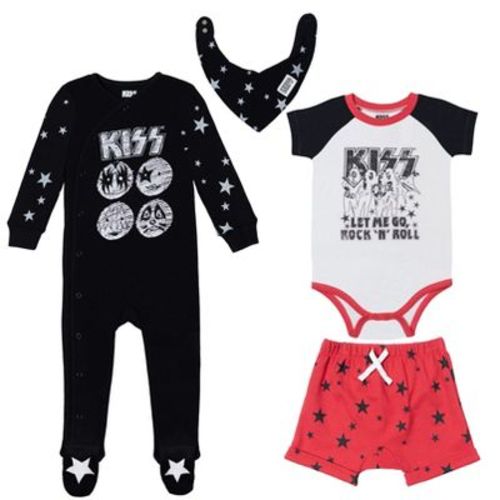 KISS Baby Sleep N' Play Coverall Bodysuit Shorts and Bib 4 Piece Outfit Set Newborn to Infant, Size: 24 months