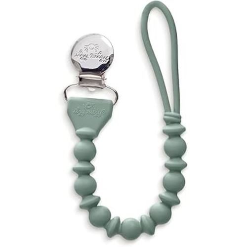 Itzy Ritzy Silicone Pacifier Clip; 100% Food Grade Silicone Pacifier Strap with Clip Keeps Pacifiers, Teethers & Small Toys in Place; Features One-Piece Design & Cord (Succulent)
