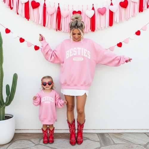 Besties Mommy and Me Matching Shirts or Sweatshirts,  Toddler and Baby Girl First Mothers Day Outfit, Mom Daughter Shirts,