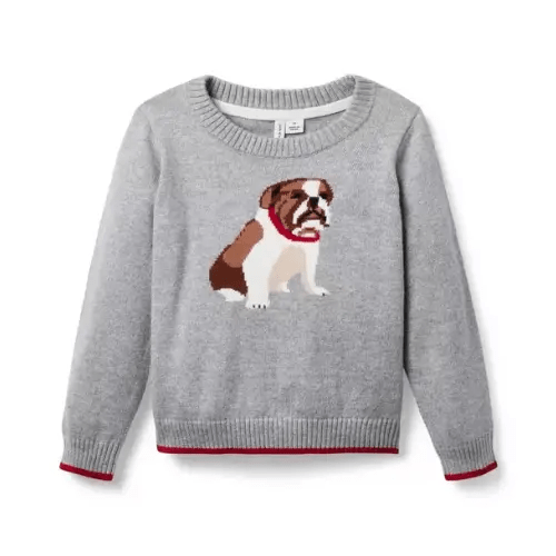 Boy Classic Grey Heather The Bulldog Sweater by Janie and Jack