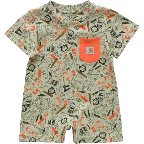 Carhartt Kid's CM8771 Short-Sleeve Tool Print Romper - Boys