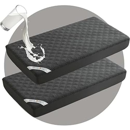 BEDLORE Waterproof Mattress Protector Crib, 2 Pack Soft Gray Mattress Pad, Noiseless Machine Washable Mattress Cover, Ultimate Protection for Your Baby's Crib Toddler Bed (52''x28'')