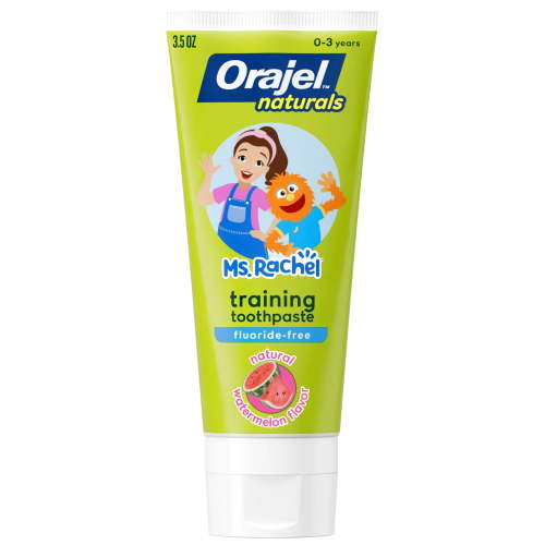 Orajel Naturals Ms. Rachel Training Toothpaste, Fluoride-Free, Natural Watermelon, 3.5 oz