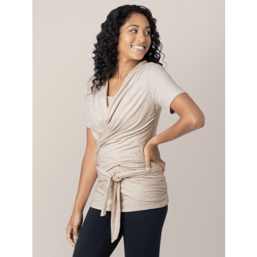 Organic Cotton Skin to Skin Wrap Top | Oatmeal Heather L