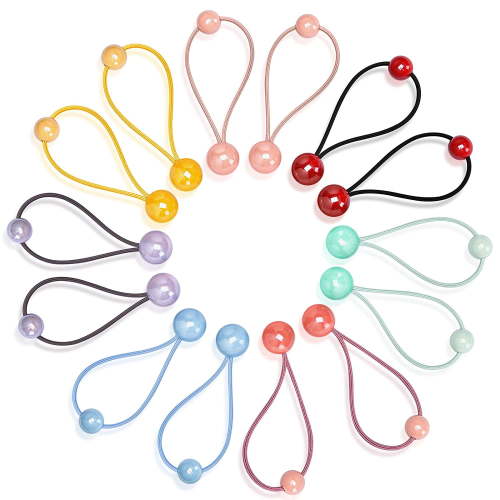 14 Pcs Double Balls Elastic Ponytail Holders Colorful Kids Hair Ties with Balls Cute Ball Hair Ties Circle Bubble Hair Bands Rubber Hair Elastics Ties for Baby Toddler Girls Women (Classic Style)