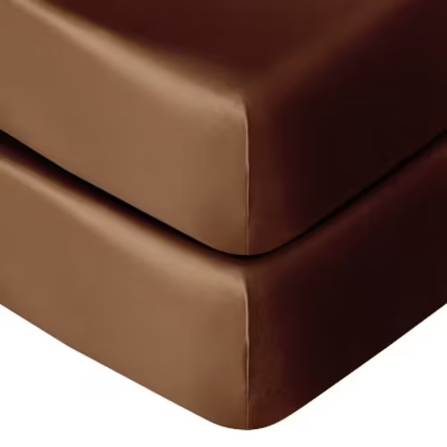 2 Pack Silk Satin Fitted Crib Sheet, Super Soft and Silky Crib Sheet for Boys, Girls, Unisex, 28x52 Inches, Brown - NTBAY