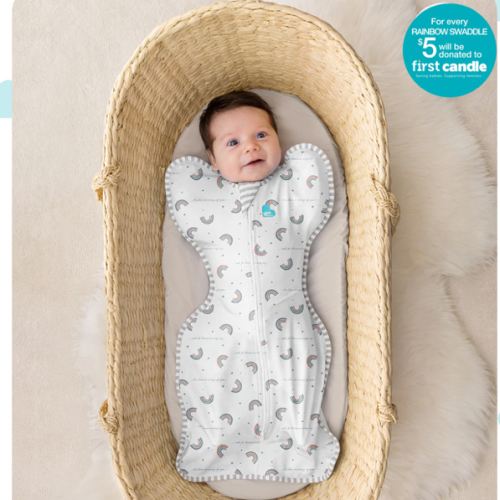 Swaddle Up™ 1.0 TOG Cotton White Rainbow Dream