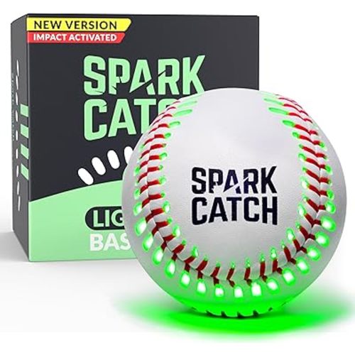 SPARK CATCH Light Up Baseball, Glow in The Dark Baseball, Sports Gear Accessories Gifts for Boys 8 9 10 11 12 13 14 15 Years Old, Kids Teens All Ages Gift Ideas