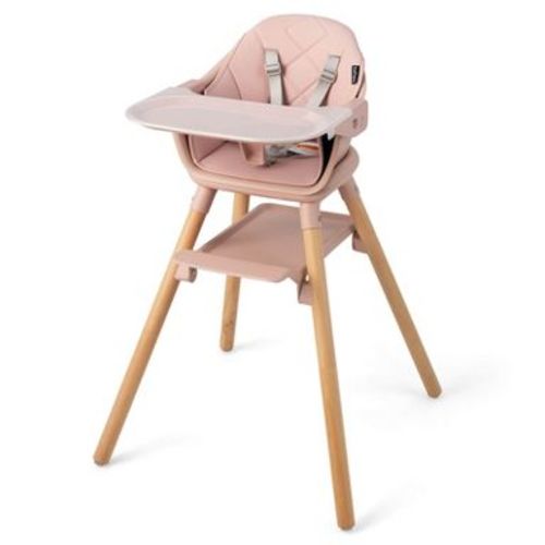 Baby High Chair, 6-in-1 Convertible Wooden Highchair with Removable Double Tray and 5-Point Harness for Toddlers