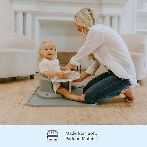 Upseat Ergonomic Baby Seat + Splat Mat, Waterproof, Soft, Spill & Mess Containment Bundle
