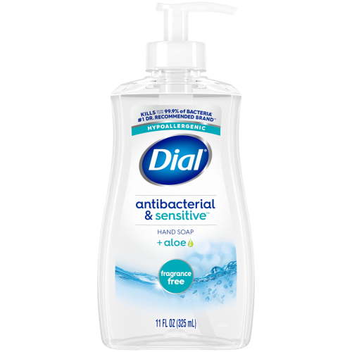 Dial Liquid Hand Soap, Antibacterial & Sensitive, Fragrance Free, 11 fl oz
