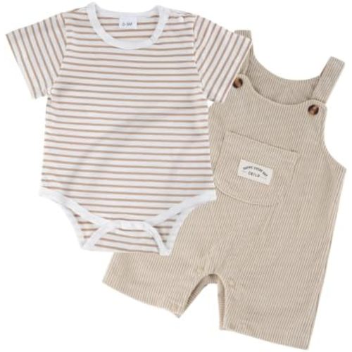 Baby Boy Clothes Summer Short Sleeve Onesie & Overalls Set