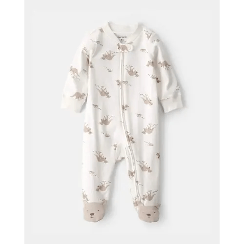 Baby Kangaroo 2-Way Zip 100% Cotton Sleep & Play Pajama - Cream | Carter's