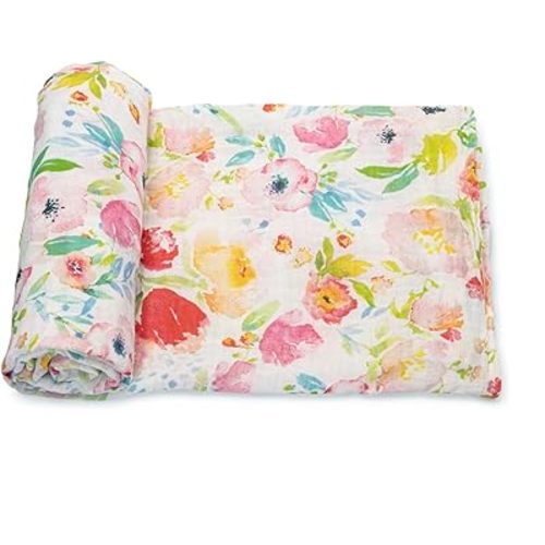 Baby Swaddle Blanket - 100% Muslin Cotton Unisex Soft Swaddle Wrap for Baby Boys or Girl - Neutral Newborn Receiving Blankets - Nursery Swaddling Babies - 47” x 47” (Watercolor Floral)