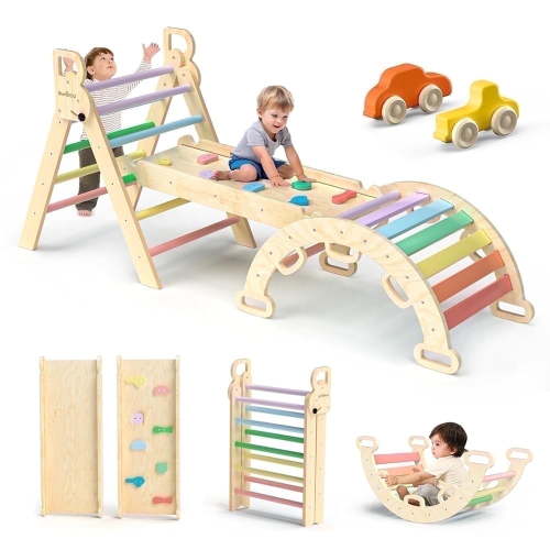 Bluewood Montessori Triangle Climbing Set, Indoor Playground for Kids, 3-Piece