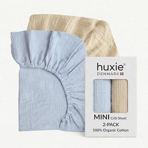 Mini Crib Sheets, 100% Organic Cotton, 24"x38" Pack n Play, Set of 2
