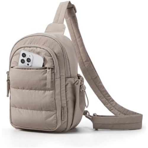 BAGSMART Small Sling Bag for Women, Puffer Crossbody Bag Purses Hobo Handbag Fanny Packs for Travel Hiking