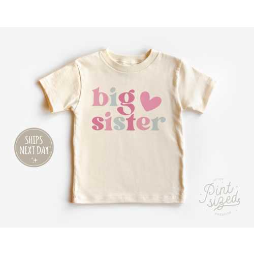 Big Sister Toddler Natural Shirt Cute Retro Kids Pullover Sweatshirt Natural Tee Shirt Big Sister Gift Pregnancy Announcement Crew Neck