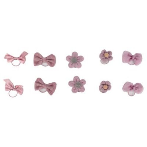 Unique Bargains Women's Cute Bow Flowers Hair Ropes Pink 10 Pcs