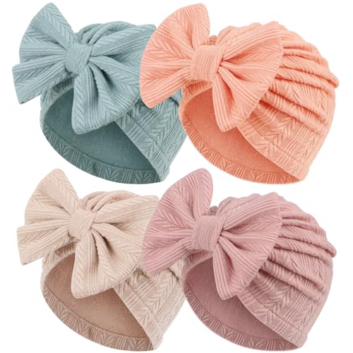 Newborn Baby Girl Hats with Bow Toddler Infant Beanie Cap Newborn Hospital Hats for Baby Girl Kid 3-12 Months