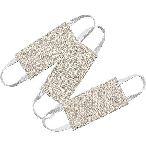 PONY DANCE Baby Door Latch Covers Closer - Nursery Door Closer Silencer with Strong Elastic Straps for Good Sleep Door Cushion for Jammer Noise Reducing, 3 Pieces, W 4 x L 2 inches, Khaki