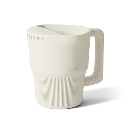 Roslim Silicone Baby Bath Rinse Cup, Shampoo & Body Rinser with Easy-Grip Handle for Rinsing Hair and Body Washing, Lightweight, Non-Toxic for Babies, Toddlers, Kids (White)