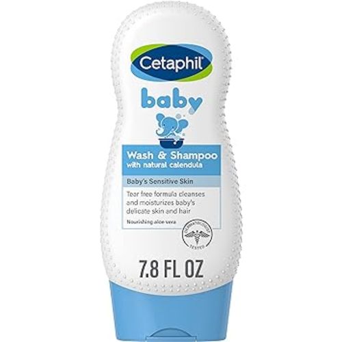 Cetaphil Baby Shampoo and Body Wash with Organic Calendula, Tear Free, Hypoallergenic, Ideal for Everyday Use, Dermatologist Tested, 7.8oz