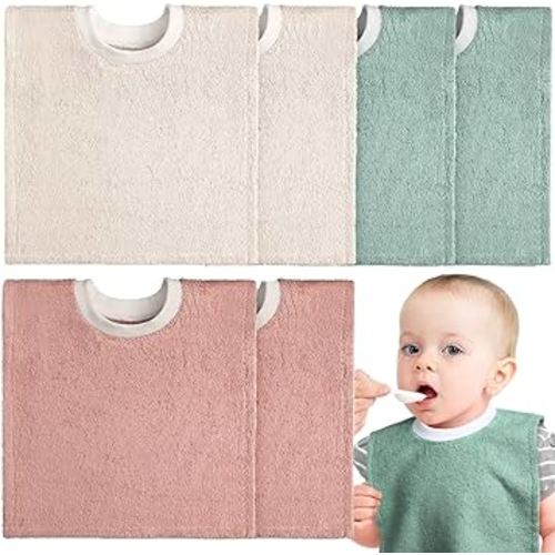 Foaincore 6 Pcs Pullover Baby Bibs Cotton Terry Toddler Absorbent Infant for Feeding and Drooling Towel Bib (Vivid Color)