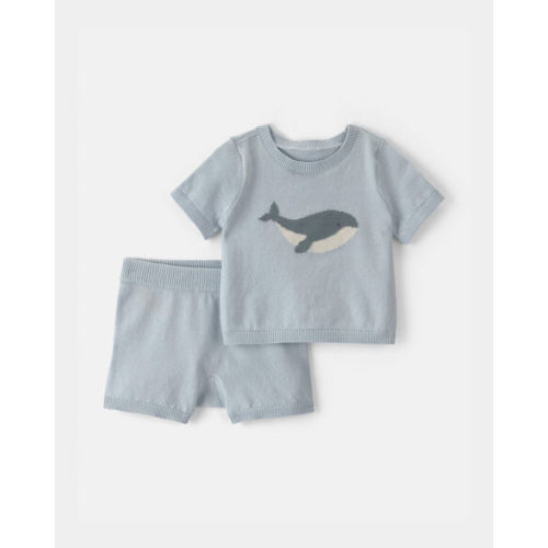 Baby 2-Piece Whale Short-Sleeve Sweater Top & Short Set - Blue | Carter's
