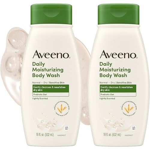 Aveeno Daily Moisturizing Body Wash with Prebiotic Oat, 18 fl. oz, 2 Pack