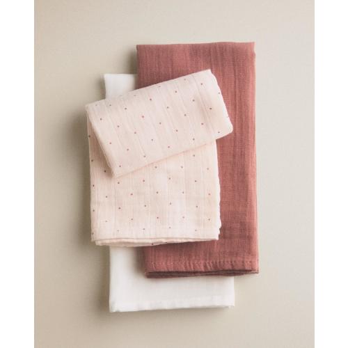 PACK OF MULTICOLOURED BABY MUSLIN CLOTHS (PACK OF 3) | Zara Home United States of America