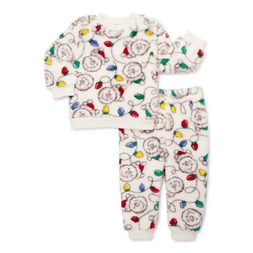 Winnie the Pooh Baby and Toddler Christmas Faux Sherpa Top and Joggers Set, 2-Piece, Sizes 0/3M-5T