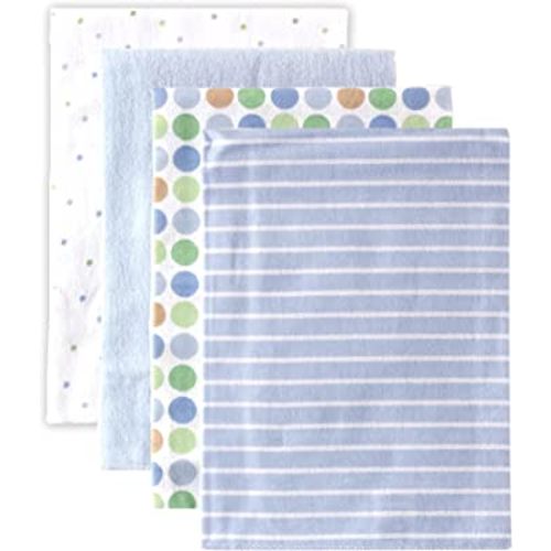 Luvable Friends Unisex Baby Cotton Flannel Receiving Blankets, Blue Stripes, One Size