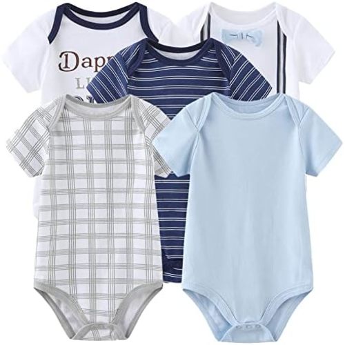 Chamie Newborn Baby Bodysuit 5-Pack Short Sleeve Baby Clothes for Boys and Girls