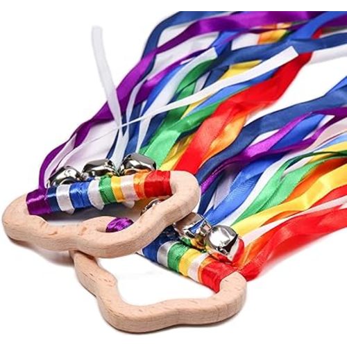 DILIMI Rainbow Hand Ribbon Kite Baby Sensory Toys Waldorf Hand Kite Montessori Learning Toy Cloud Rainbow Hand Kite Set of 2 Gift for Kids
