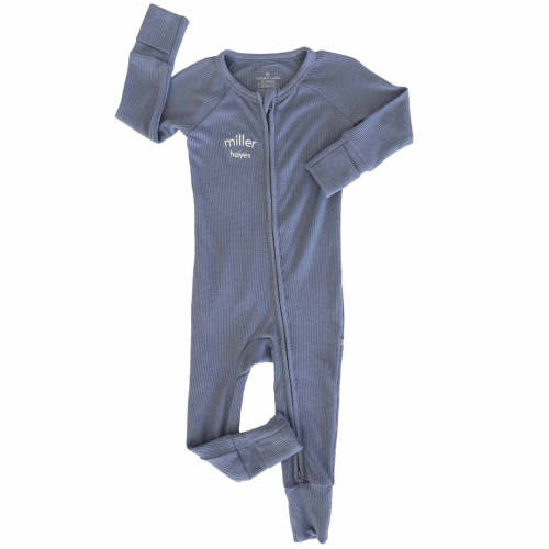 Personalized Bamboo Waffle Convertible Zip Rompers | Mountain Haze