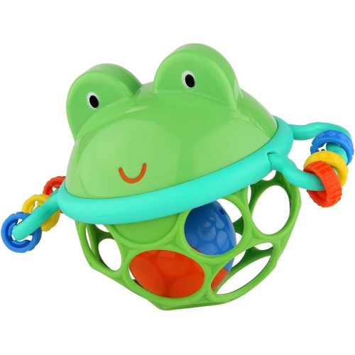 Bright Starts Oball Easy Grasp Jingle & Shake Pal Infant Toy, BPA-Free Green Frog Rattle, Age Newborn and up
