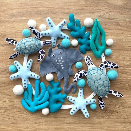 Nursery Mobile Ocean for Boy. Felt Baby Mobile Coastal. Ocean Nursery Decor for Boy. Under The Sea Mobile. Baby Mobile for Crib.