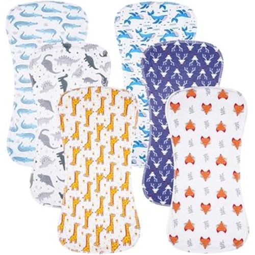 6 Pack Cotton Baby Burp Cloths Extra Absorbent Soft for Baby Boys and Girls (Multi03)