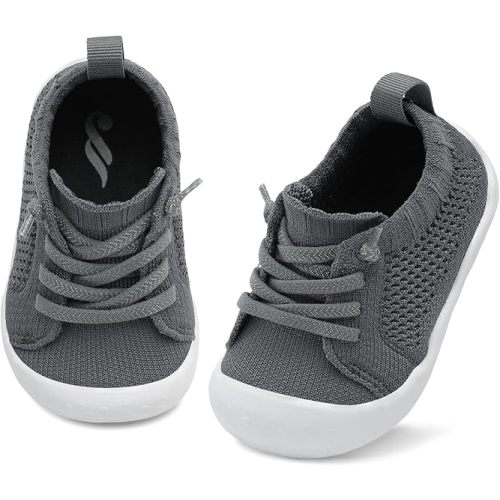 JIASUQI Dark Grey Baby Shoes for Toddler Boys Girls Sneakers Slip on Walking Shoes for Babies