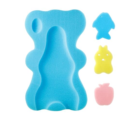 PandaEar Baby Bath Sponge Infant Soft Sponge Mat, Baby Bath Mat Newborn Odor Free Bath Cushion, Blue (Blue)