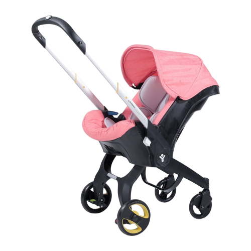 Baby Stroller, Lightweight Foldable Newborn Travel Carrier Stroller, with 3 Modes, Adjustable Handle, 5-Point Safety Harness, Pink