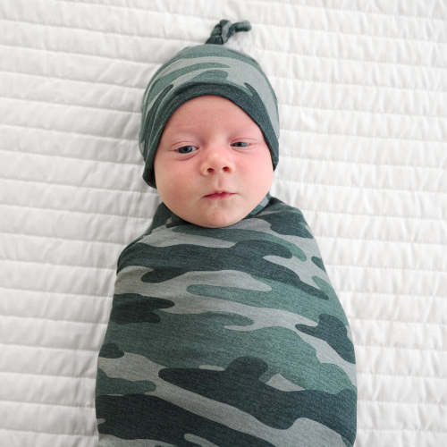 Vintage Camo Swaddle & Hat Set - Little Sleepies