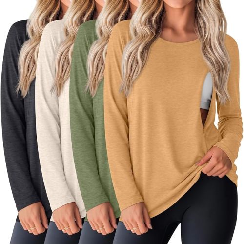 Oakgarden 4 Pack Women Cotton Nursing Tops for Breastfeeding