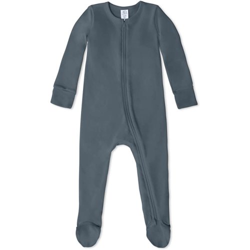 Colored Organics Baby Organic Cotton Peyton Zip Up Footed Sleeper - 0-3 Months - Harbor Blue