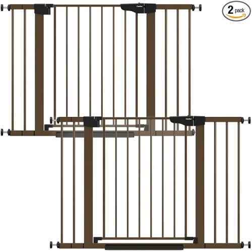 Cumbor 2 Pack 29.7-46" Baby Gate for Stairs, Mom's Choice Awards Winner-Auto Close Dog Gate for doorways, Easy Install Pressure Mounted Pet Gates indoor, Easy Walk Thru Wide Safety Gate for Dog, Brown