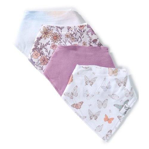Copper Pearl Baby Girls Flora Print 4-Piece Bib Set