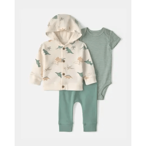 Baby Boy 3-Piece Dinosaur Layering Set - Green/Ivory | Carter's
